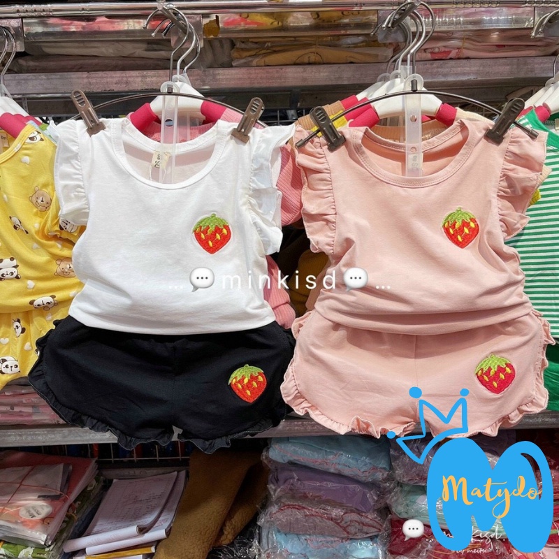 Quần áo bé gái đáng yêu MATYDO bộ hè bé gái chất liệu cotton quần áo trẻ em hình quả dâu dễ thương CTBG