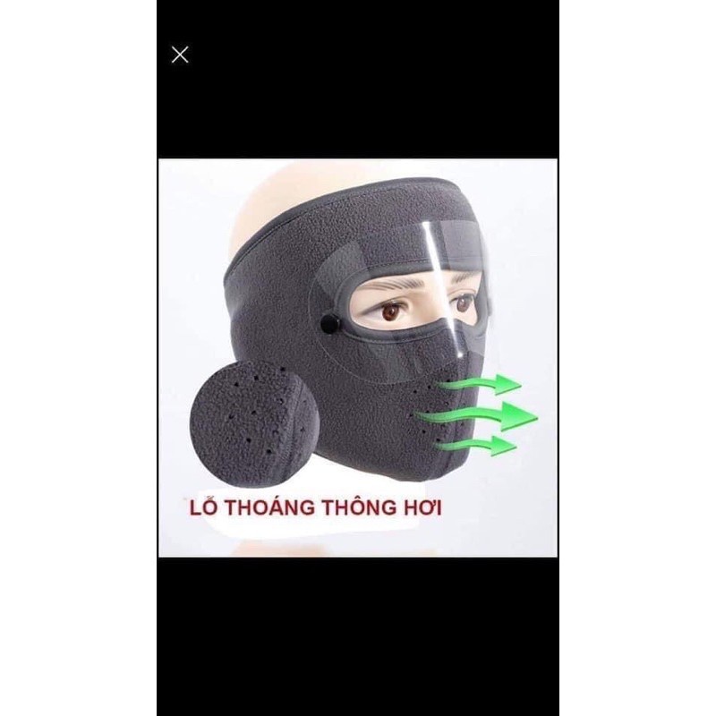 Khẩu trang ninja vải lót nỉ có kèm kính | BigBuy360 - bigbuy360.vn
