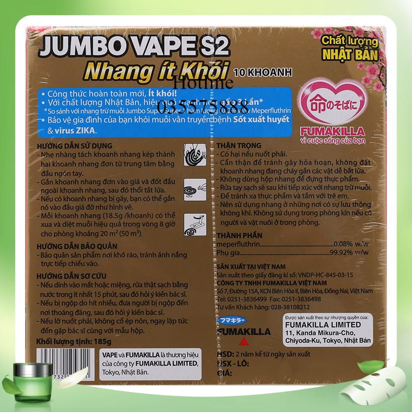Combo 5 Hộp Nhang Muỗi Ít Khói Jumbo Vape 3X 1 hộp(10 Khoanh Tặng thêm 2)