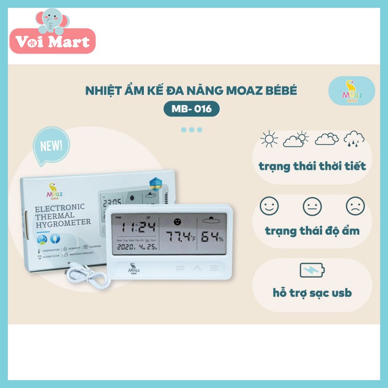 SIÊU SALENhiệt ẩm kế trong nhà Moaz bébé MB016