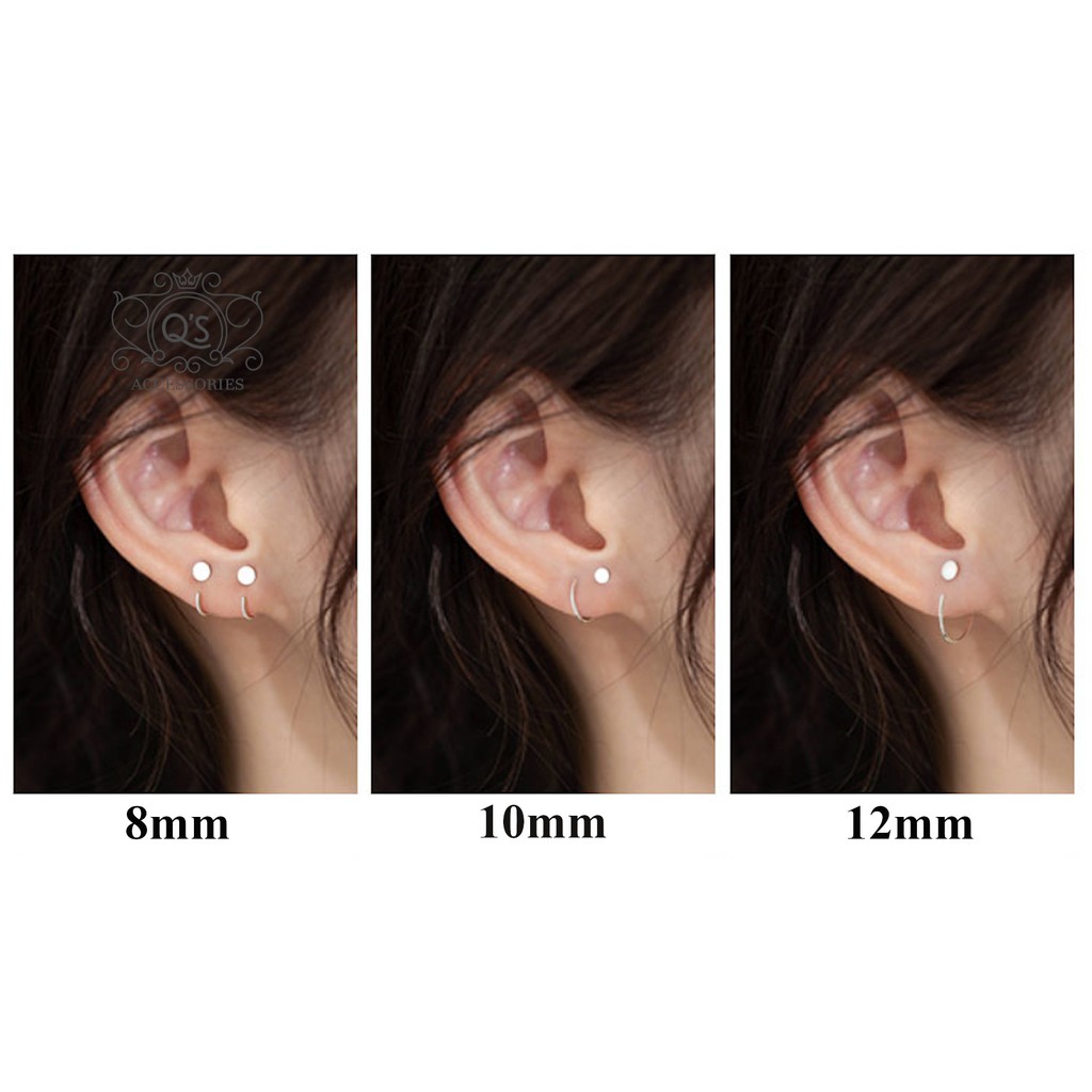 Khuyên tai bạc 925 móc đinh tán chữ C bông vành nam nữ S925 MINIMAL Silver Earrings QA SILVER EA200905