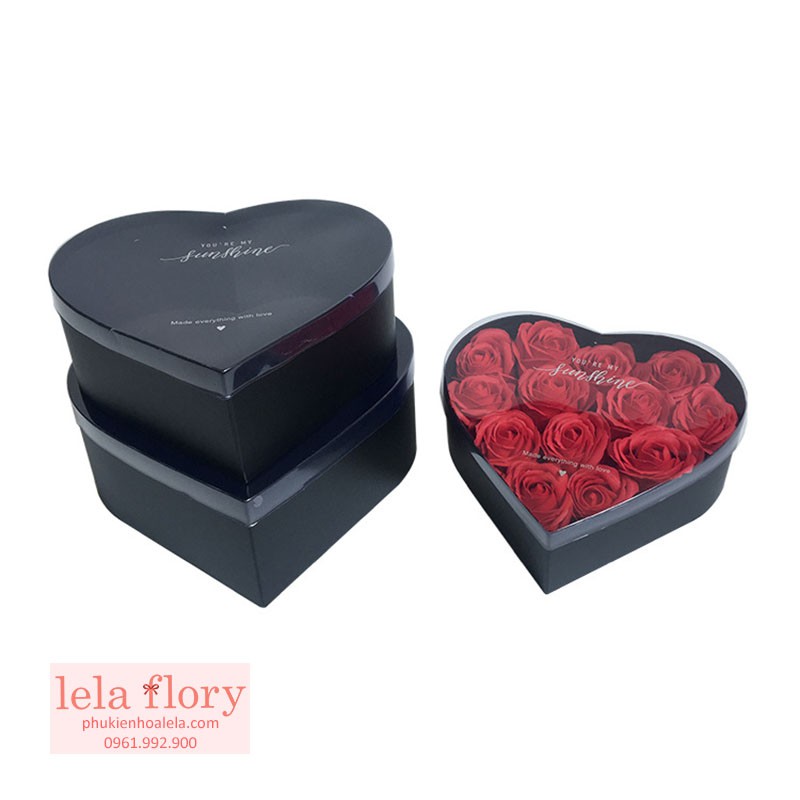 Bộ 3 chiếc hộp tim thẳng cắm hoa - THH0041