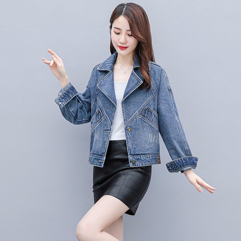 Áo Khoác Denim Dáng Ngắn Phong Cách Hàn Quốc Thời Trang Xuân Thu Cho Nữ