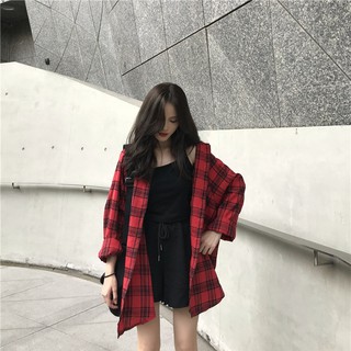 sơ mi caro oversize