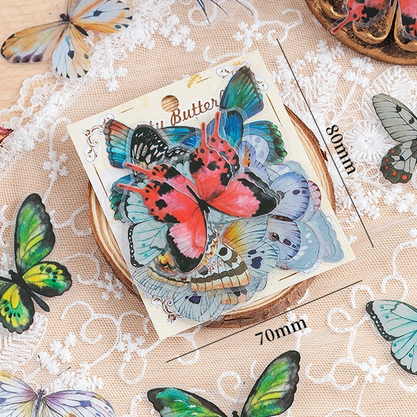 Peach 40Pcs Cute butterfly stickers Journal Scrapbook Decor Sticker