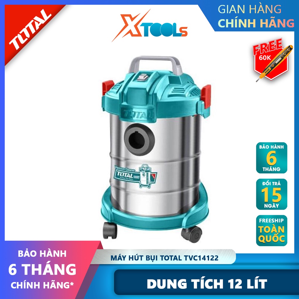 Máy hút bụi Total TVC14122 Máy hút bụi cầm tay Công suất 800W. bình chứa bụi 12 lít. Lưu lượng khí: 1,7 m³/phút [XTOOLs]