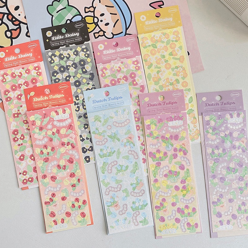 Bộ Sticker Dán Trang Trí Sổ Tay Với Họa Tiết Hoa Mùa Xuân Đẹp Mắt