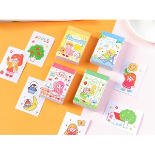 Set 50 tờ sticker nhãn dán họa tiết hoạt hình dễ thương dùng trang trí DIY