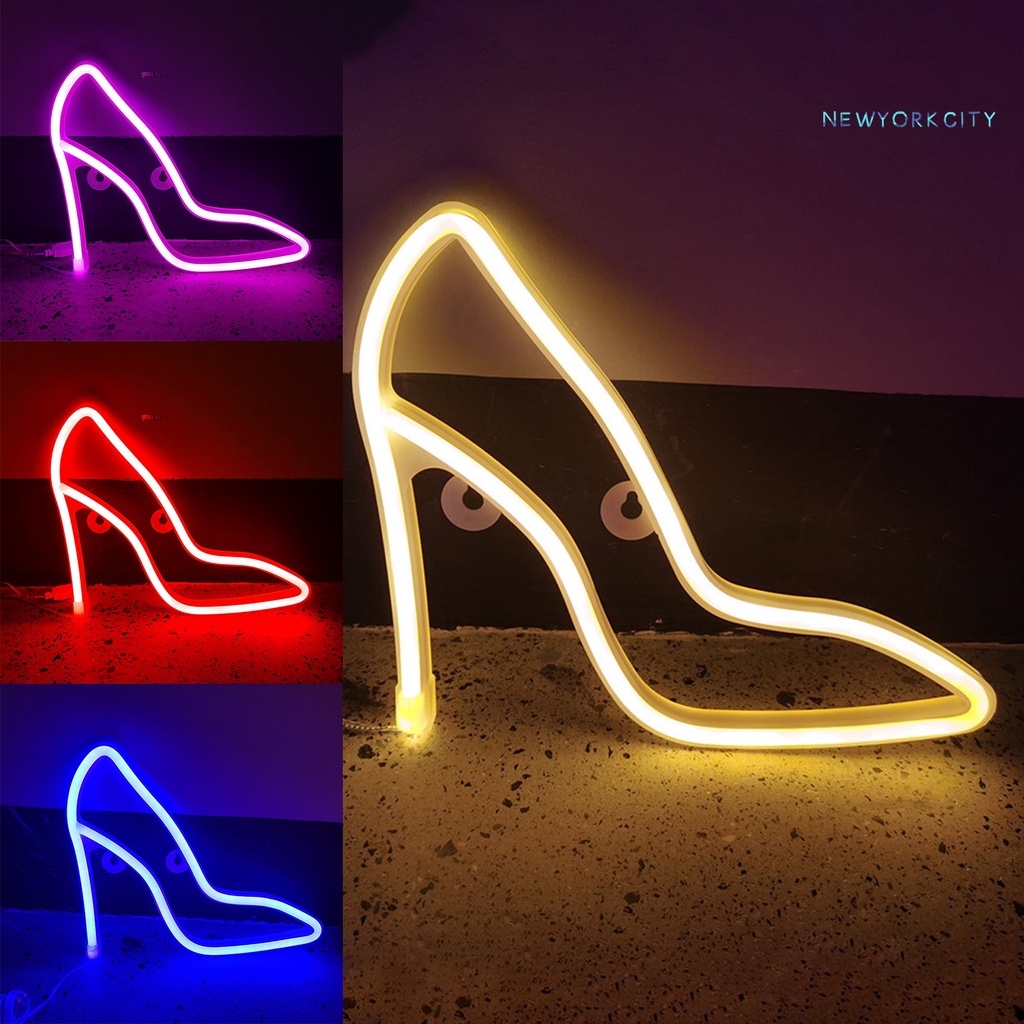 Đèn LED Neon Hình Giày Cao Gót Nhiều Màu Sạc Pin Cổng USB Dùng Trang Trí Phòng Ngủ