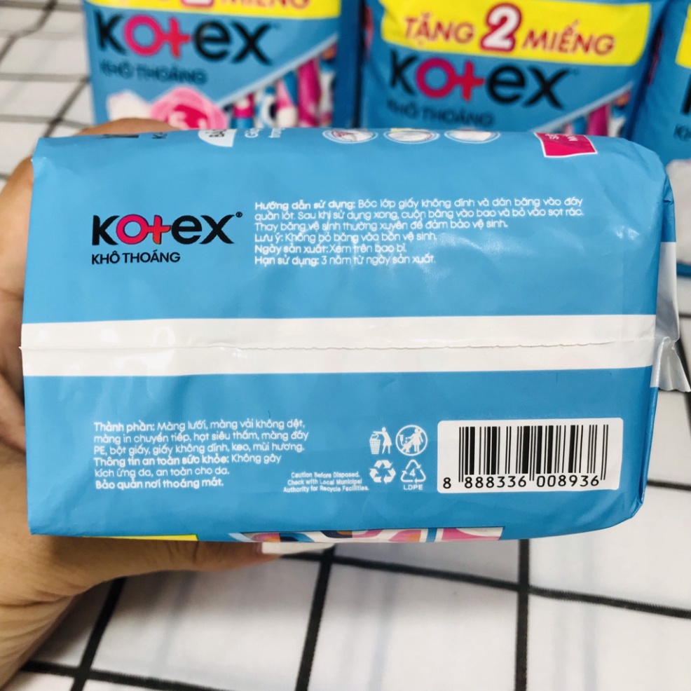 Băng vệ sinh Kotex khô thoáng Maxi có cánh/ không cánh 8 miếng
