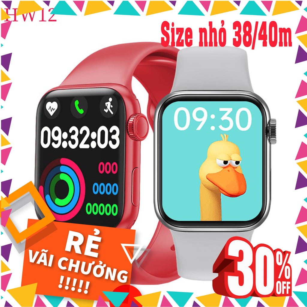 Đồng Hồ Thông Minh HW12 Series 6 Size nhỏ 38/40mm Màn Hình Tràn Viền Thay Đổi Hình Nền Nghe Gọi Đầy Đủ Các Màu