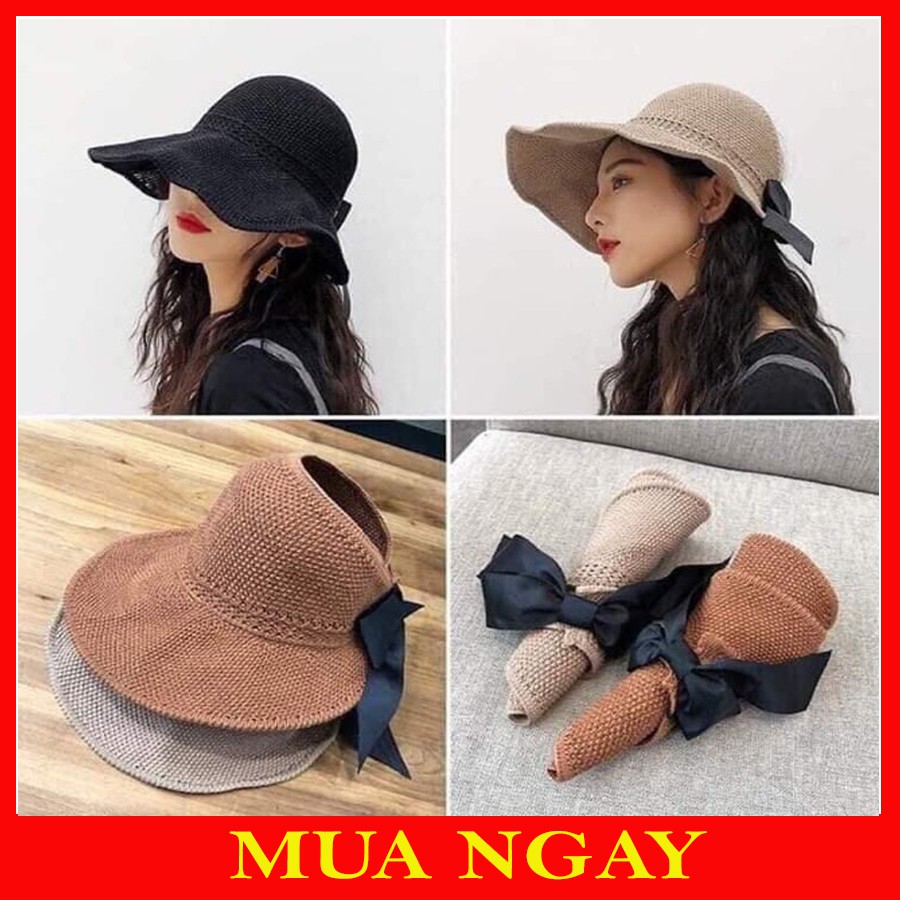 Mũ Cói Mềm Hở Chóp Che Nắng Nơ Sau Siêu Xinh MC11