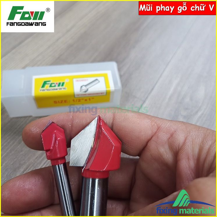 Mũi phay gỗ hình chữ V, cốt 6.35mm và 12.7mm