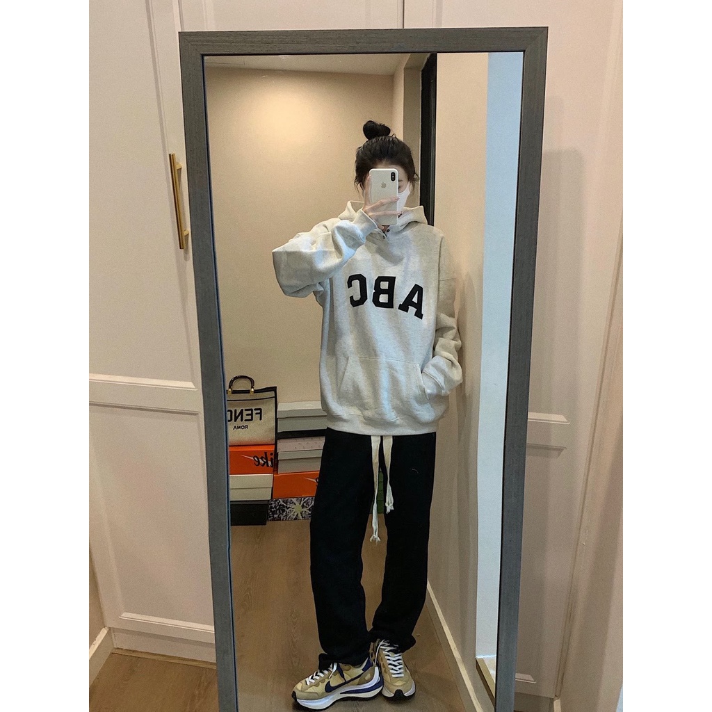 Áo Nỉ Nam Nữ Hoodie  ABC Form Rộng [FREESHIP] ♥ Sweater tay bồng unisex, thun có mũ in chữ cái cá tính Ulzzang ♥ | BigBuy360 - bigbuy360.vn