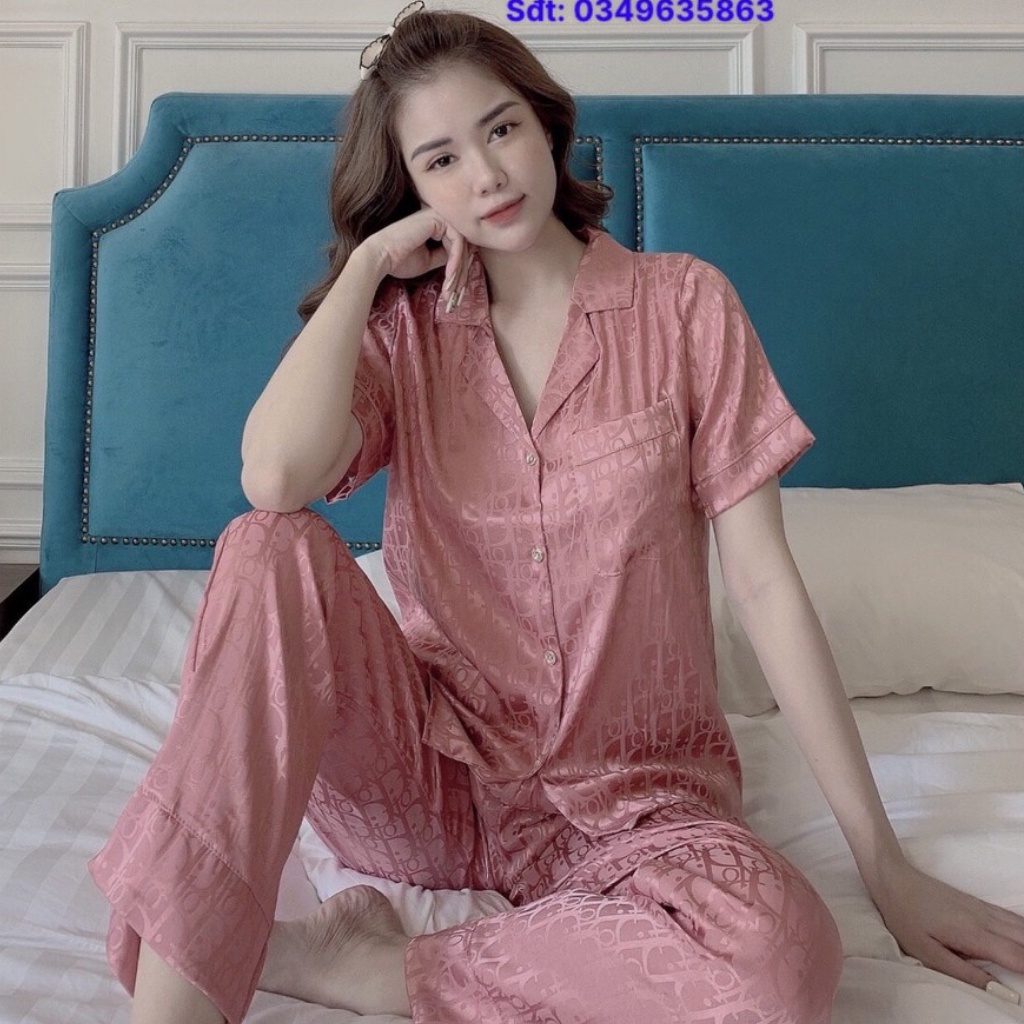 Đồ ngủ Đồ Bộ Pijama Lụa Gấm Tay Ngắn-Quần Dài Cao Cấp [ẢNH THẬT+VIDEO