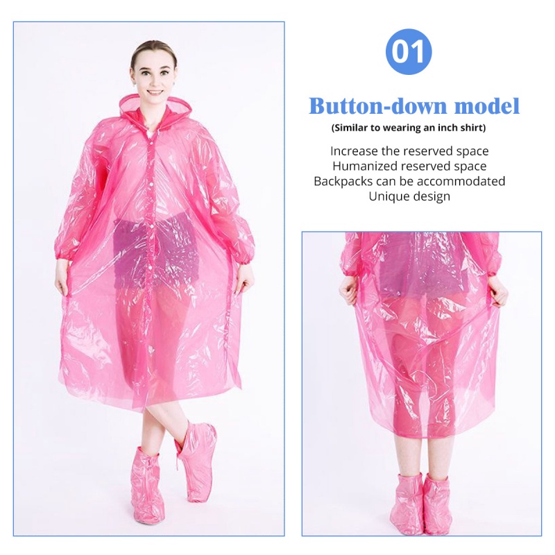 Áo mưa HDOORLINK dày dặn có mũ trùm dùng một lần chống thấm nước dùng đi câu cá/ leo núi/ du lịch ngoài trời cho nam nữ