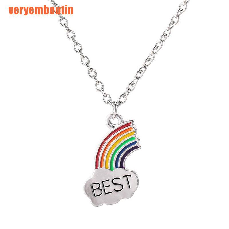 1 Cặp vòng cổ Tình Bạn Mặt Hình Đám Mây Màu Cầu Vồng Dễ Thương