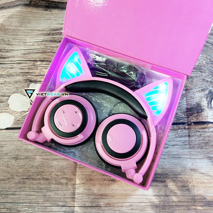 Tai nghe tai mèo Bluetooth Classic, có led tai mèo, có micro
