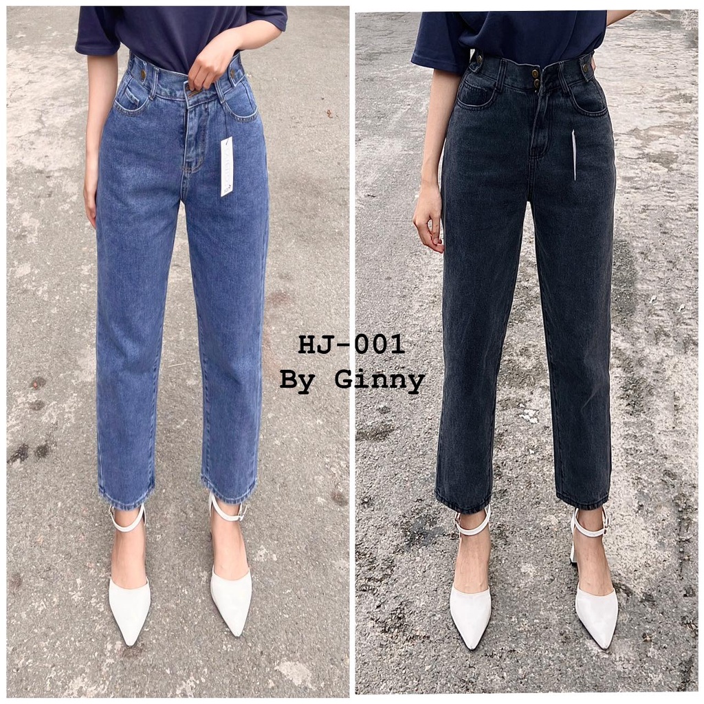 Quần Jean Nữ HJ001 | Tone Xanh và Đen Xám | Form Baggy 9 tấc | GinStore