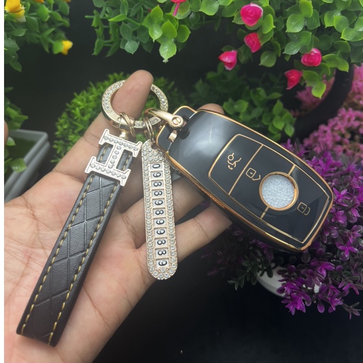 Bao chìa khóa Đen Vàng- Ốp bảo vệ chìa khóa TPU cho xe ô tô  Mercedes Ben New E Class E200 E260 GLC300L E300L