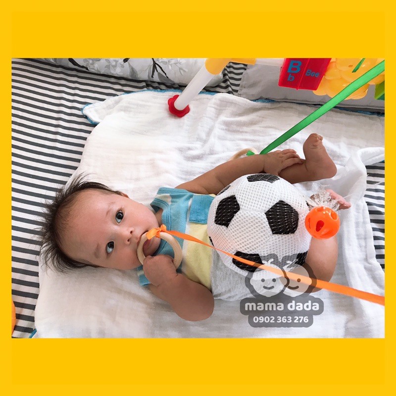 Bóng vải, bóng lưới luyện chân, màu sắc tương phản, kích thích giác quan Montessori cho bé