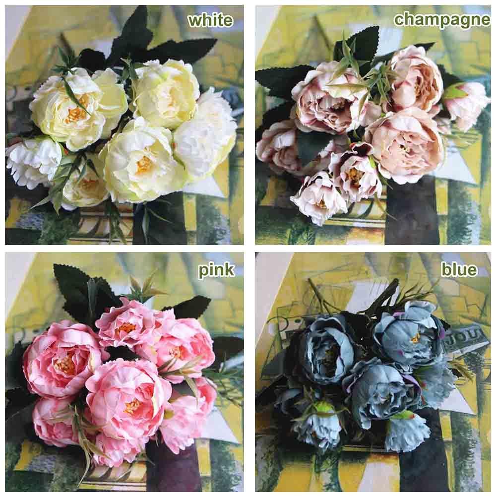 Bó Hoa Hồng Giả 8 Bông Trang Trí Nhà Cửa / Tiệc Cưới