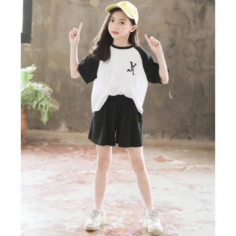 Set 2 Món Áo Phối Chân Váy Kiểu Hàn Quốc Thời Trang Cao Cấp Cho Bé Gái Từ 3-4 - 5-6 - 7-8 - 9-10 - 11-12 Tuổi