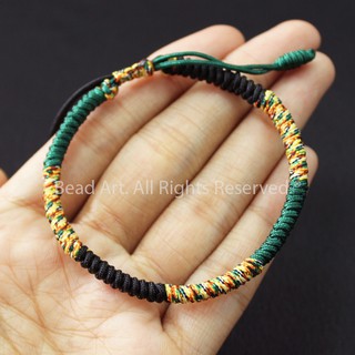 Vòng Tay Dây Ngũ Sắc Thắt Chỉ Màu Tibet Handmade (ĐEN-NGŨ SẮC-XANH LÁ), Vòng Tay Phong Thuỷ, Chuỗi Hạt S48