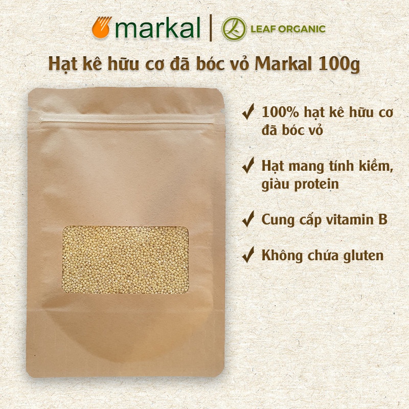 Hạt kê hữu cơ đã bóc vỏ Markal túi zip 100g giàu protein và vitamin