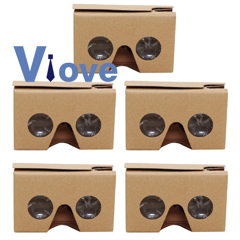 Set 5 Kính 3d Thực Tế Ảo Google Cardboard Vr Vilencia 4.5-6inch + Băng Đô