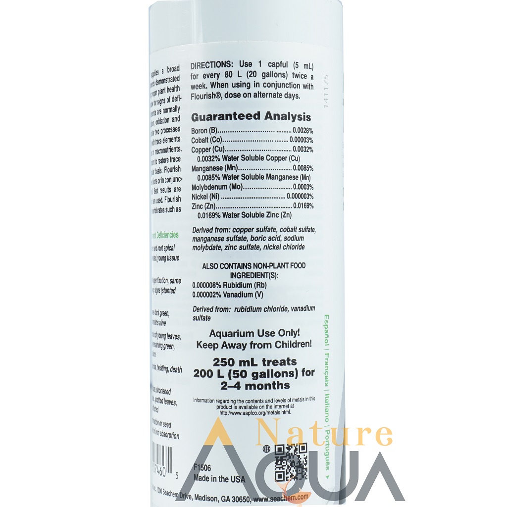 SEACHEM FLOURISH TRACE-PHÂN NƯỚC BỔ SUNG VI LƯỢNG CHO CÂY THỦY SINH 100ml/250ml/500ml
