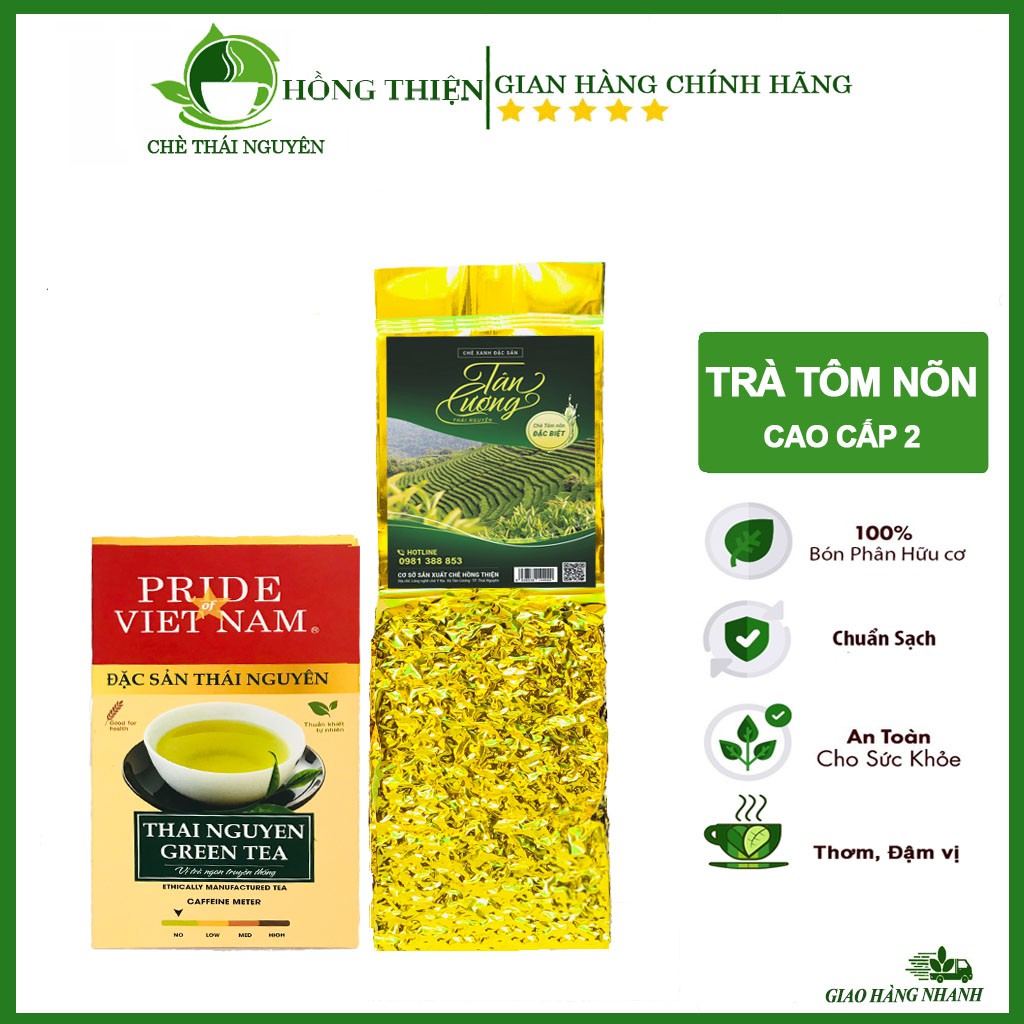 500g Trà  Thái Nguyên - Tôm Nõn cao cấp 2 ĐÓNG HỘP BIẾU FREE