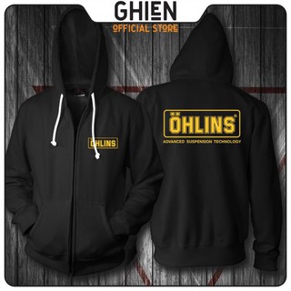 Áo khoác dây kéo ADTunisex racing biker Ohlins nam nữ vải da cá cao cấp co giãn 4 chiều, thoáng mát