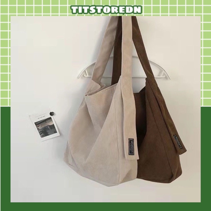 Túi đeo chéo cỡ lớn vải tike ulzzang Hàn Quốc (không điều chỉnh được chiều dài quai)