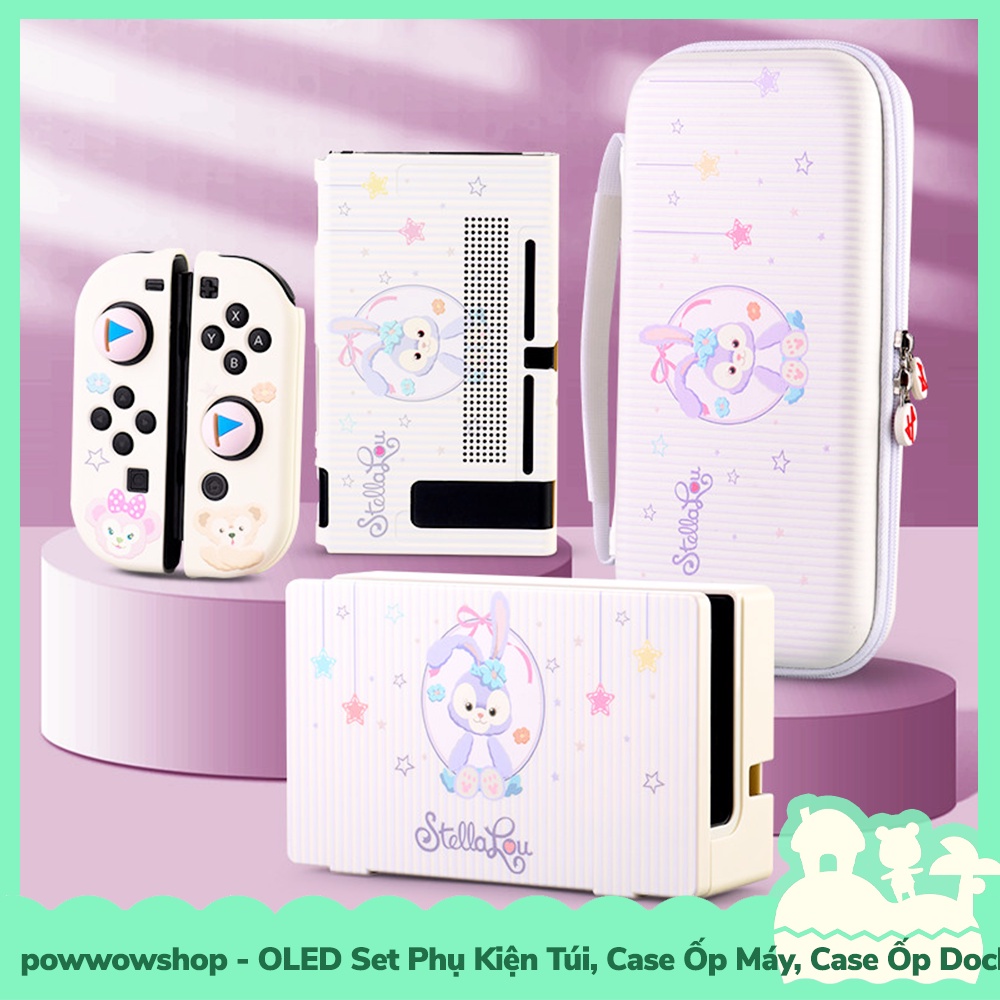[Sẵn VN - Hỏa Tốc] OLED/V1/V2 Set Phụ Kiện Case Ốp Máy, Ốp Dock Cho Máy Game Nintendo Switch OLED Phong Cách Stella Lou