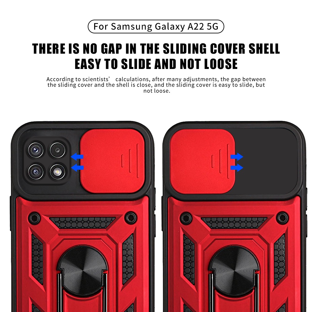 Ốp điện thoại kiểu giáp sang trọng kèm nhẫn giá đỡ từ tính cho SAMSUNG A22 5G SAMSUNG GALAXY A22 A 22 22A 5G