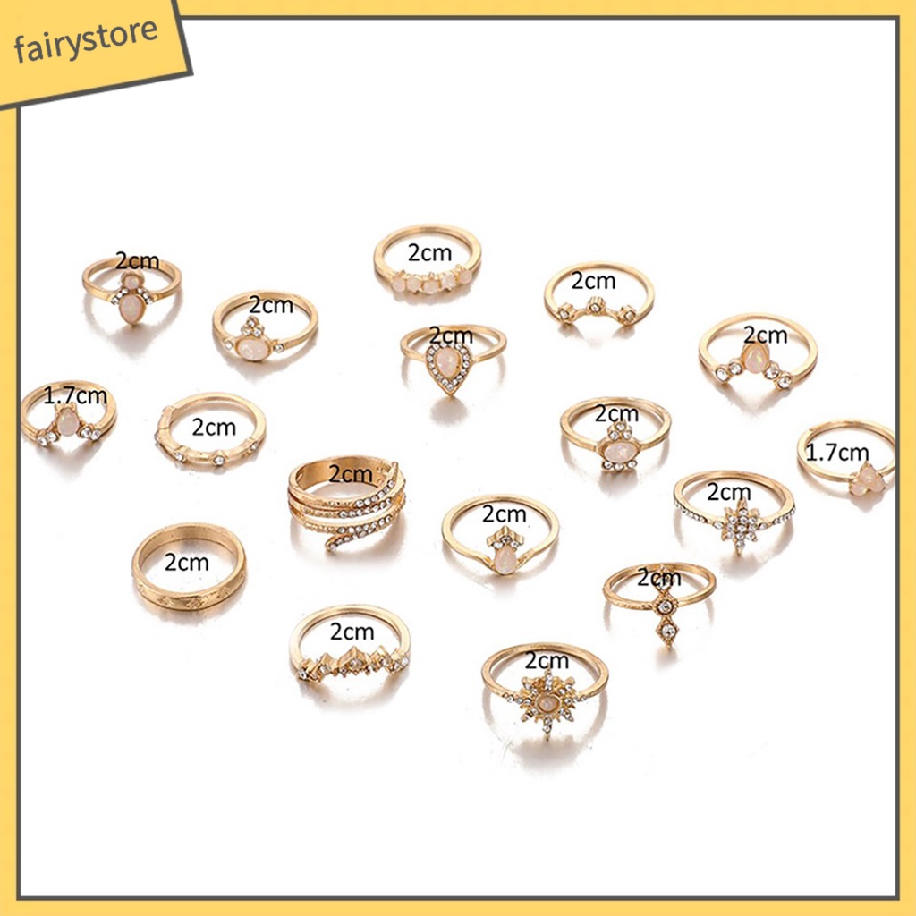 Set 17 nhẫn đeo đốt ngón tay phong cách Bohemian sành điệu cho nữ