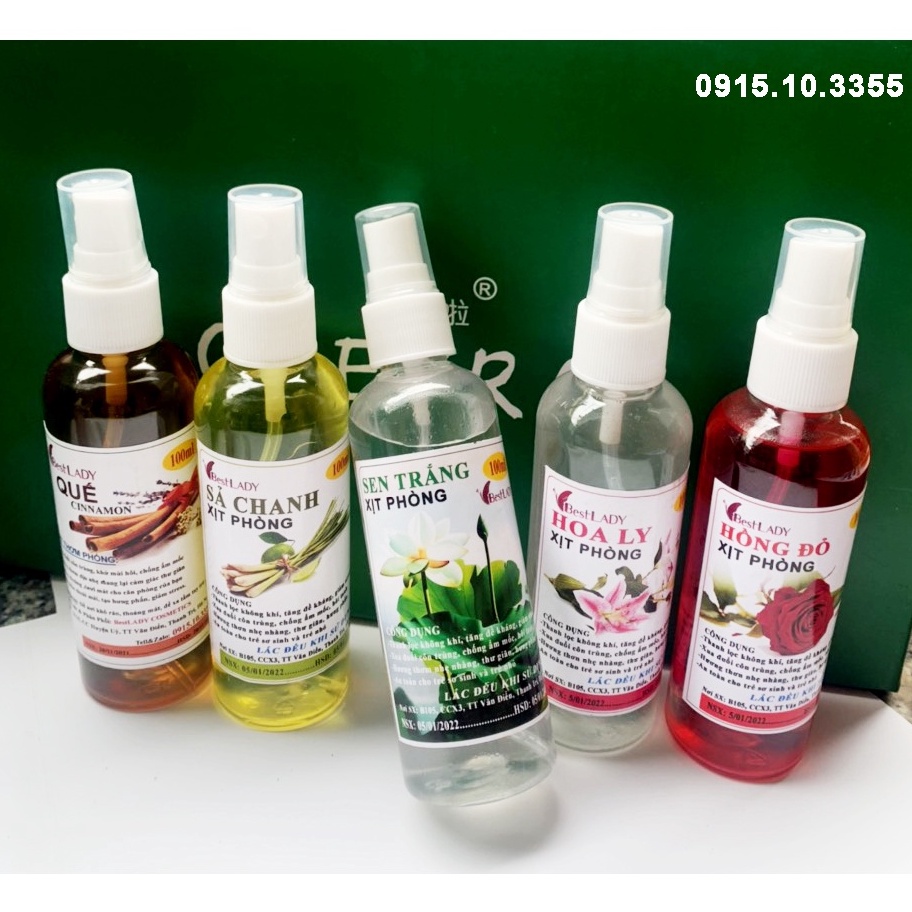 Xịt thơm phòng hương nước hoa BestLADY 100ml :Sả chanh, Quế, Hoa Hồng, Hoa Ly, Coco chanel,.