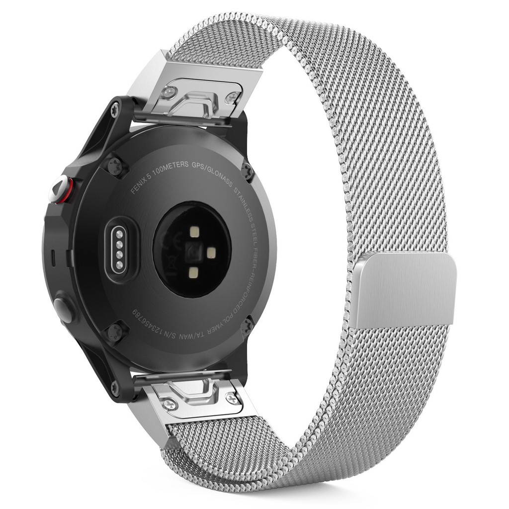 Dây đeo tháo nhanh chóng vừa vặn bằng thép không gỉ Milanese dành cho Garmin Fenix 5 5X 5s 6 6X 6S 935 945 Instinct