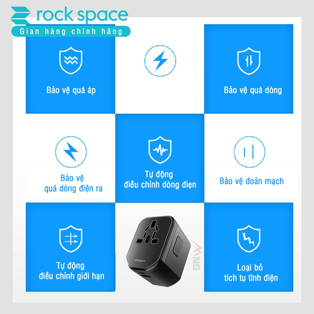 Củ sạc đa chức năng T20 sạc nhanh chuẩn PD cho iPhone, sạc nhanh cho Samsung - Chính hãng Rockspace
