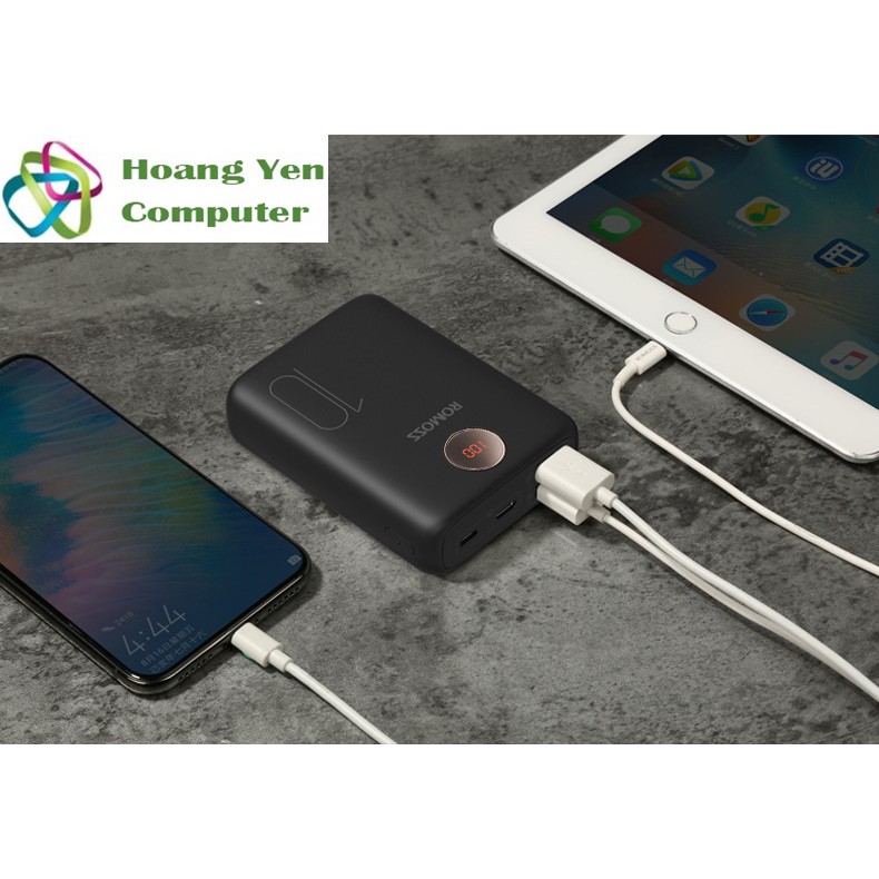 Sạc Dự Phòng Romoss SW10 MINI 10000mAh 2 USB, 2 Cổng Sạc Vào - Bh 1 Năm | Pin Dự Phòng Mini - Hoàng Yến Computer