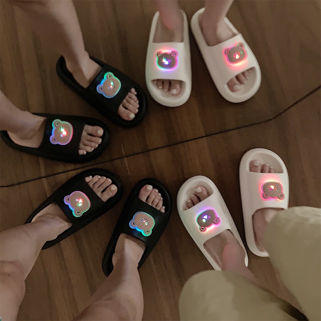 Dép Đi Trong Nhà Đế Dày Chống Trượt Phát Sáng Họa Tiết Thỏ Dễ Thương Cho Nam Và Nữ