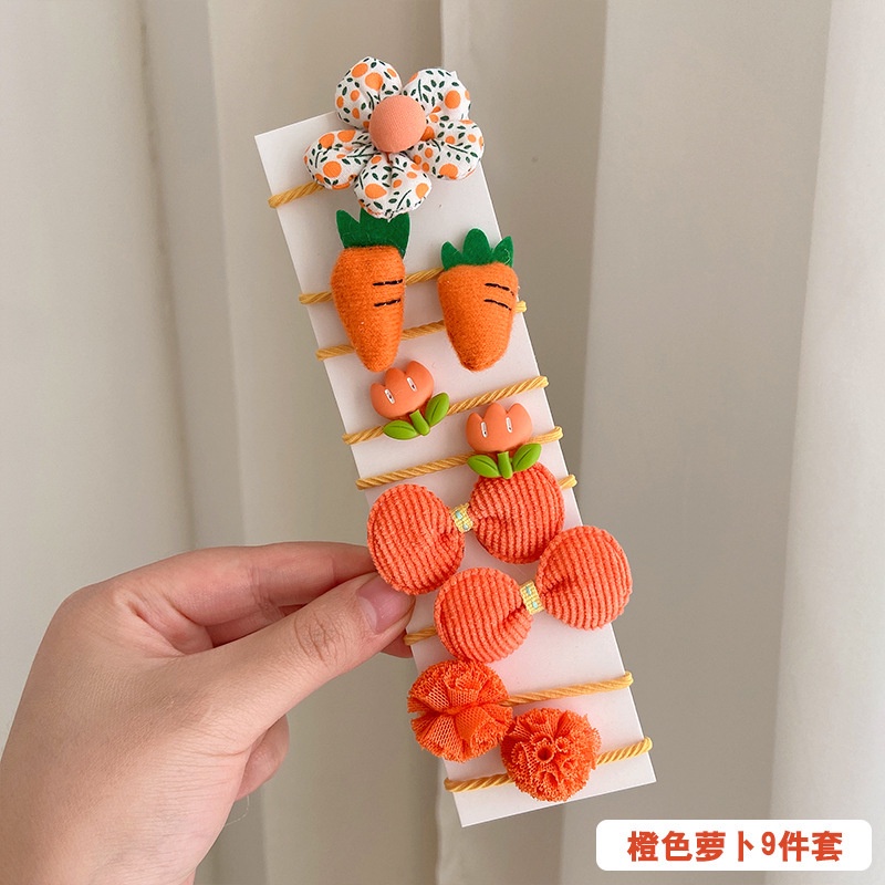 Set 9 Dây Cột Tóc Màu Sắc Dễ Thương Phong Cách Hàn Quốc Cho Bé