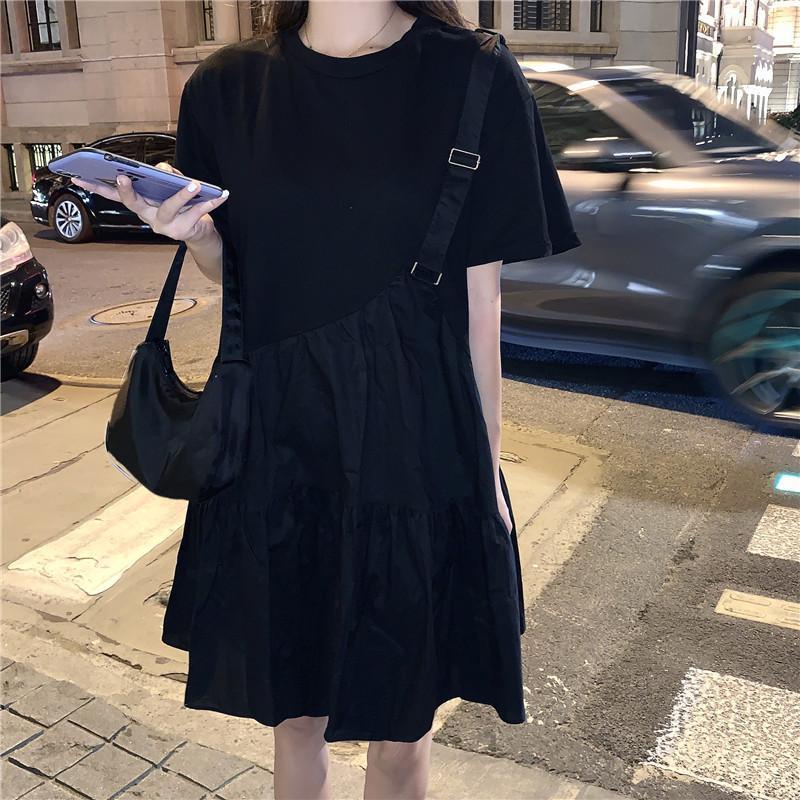 Đầm Giả Hai Mảnh Ghép Màu Tương Phản Thời Trang Mùa Hè Mới 2022 Dành Cho Bạn Nữ Sinh