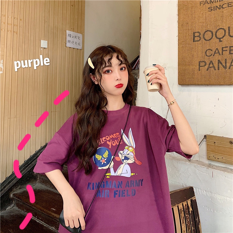 SUXI Áo Thun Tay Lỡ Form Dài Rộng Thời Trang Hàn Quốc Cho Nữ