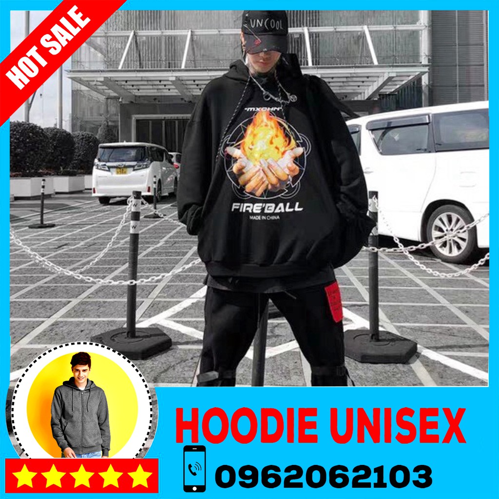 (HOOIDE) ÁO HOODIE NỈ NGOẠI HD1040 (Fire Ball - Kèm Ảnh Thật) | BigBuy360 - bigbuy360.vn