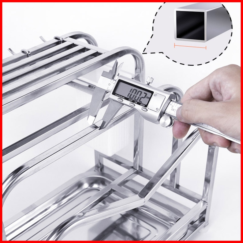 Kệ inox 304 để dao đũa thớt kích thước 29x20x27cm tặng kèm khay hướng nước bằng inox