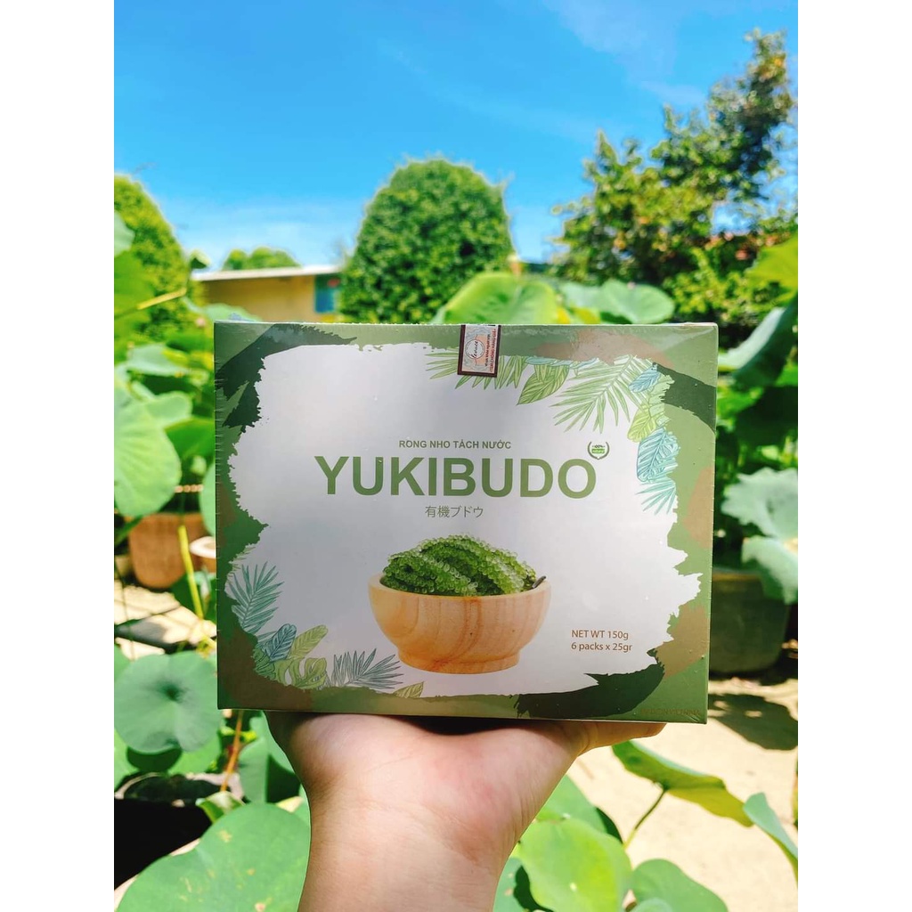 Rong nho tách nước YUKIBUDO Hộp 6 Gói 150gr + tặng kèm 2 gói sốt mè rang - Ăn Vặt HotBoy Trà Sữa