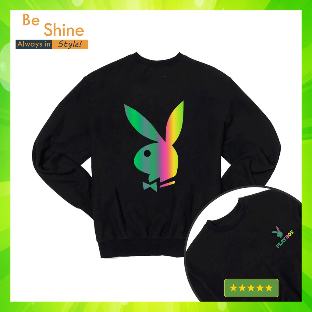 Sweater Thỏ PlayBoy Phản Quang 7 Màu - Áo Nỉ Dài Tay Unisex Form Rộng Thời Trang Nam Nữ Phong Cách Hàn Quốc