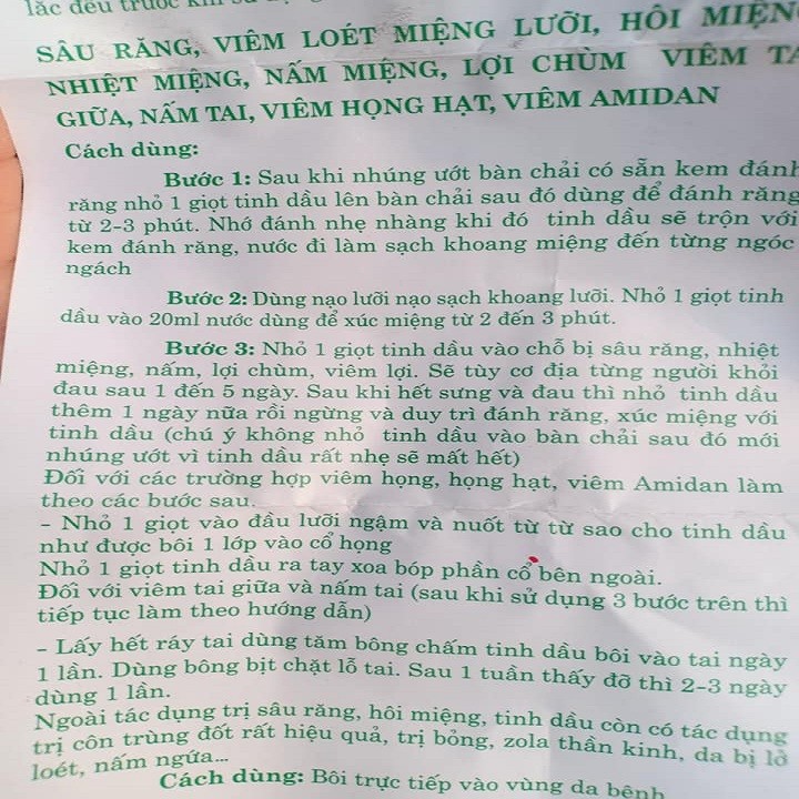 Tinh dầu răng miệng sâu răng hôi miệng Dạ Thảo Liên